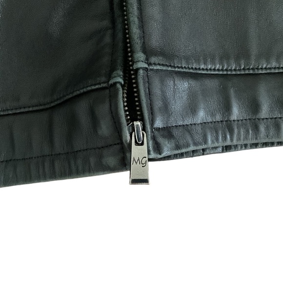 Concept Black Leather Vintage Bomber Jacket Coat Hood S‎ Women Biker Y2K - Picture 6 of 15